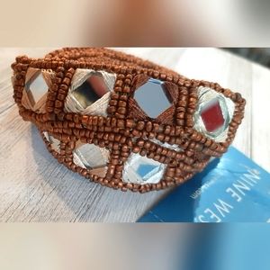 Nine West Belt Copper Beaded with Mirrors NWT